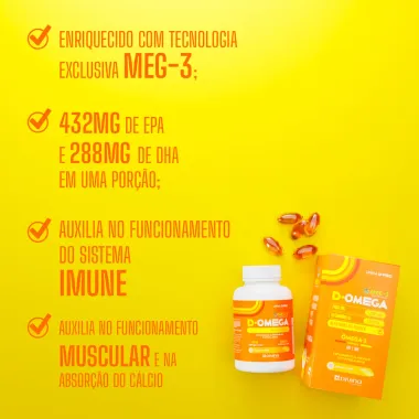 D Omega 3 + Vitamina D Divina Pharma com 60 Cápsulas