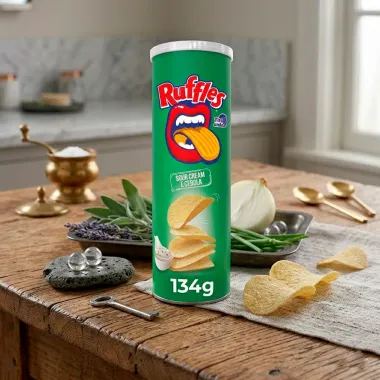 Batata Ruffles Elma Chips Sabor Sour Cream e Cebola Tira Onda 134g