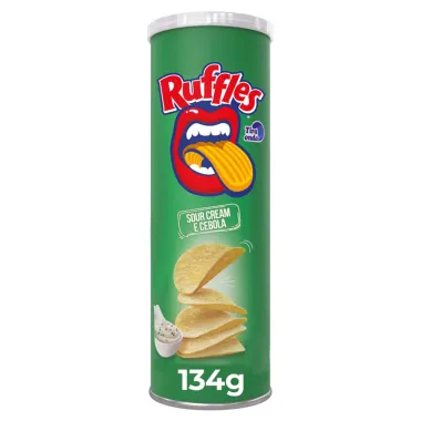 Batata Ruffles Elma Chips Sabor Sour Cream e Cebola Tira Onda 134g