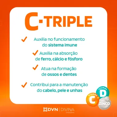 C-Triple Vitamina C 1g + Vitamina D + Zinco com 30 Comprimidos Revestidos