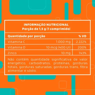 C-Triple Vitamina C 1g + Vitamina D + Zinco com 30 Comprimidos Revestidos