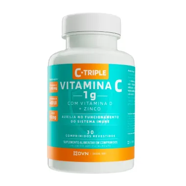 C-Triple Vitamina C 1g + Vitamina D + Zinco com 30 Comprimidos Revestidos