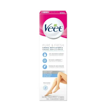 Creme Depilatório Veet Pure & Fresh Pernas e Corpo Pele Delicada 100ml