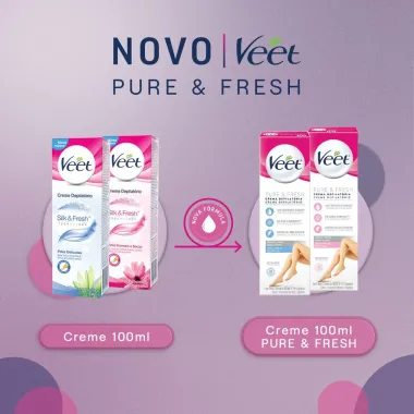 Creme Depilat&oacute;rio Veet  Pure & Fresh Pernas e Corpo Pele Normal 100ml