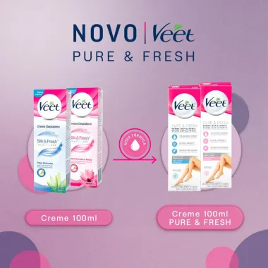 Creme Depilat&oacute;rio Veet  Pure & Fresh Pernas e Corpo Pele Normal 100ml