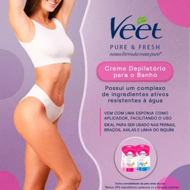 Creme Depilat&oacute;rio Veet Pure & Fresh Pernas e Corpo para Banho 150ml