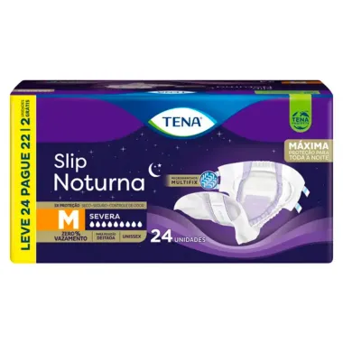 Fralda Geriátrica Tena Slip Noturno M com 24 Unidades Descartáveis