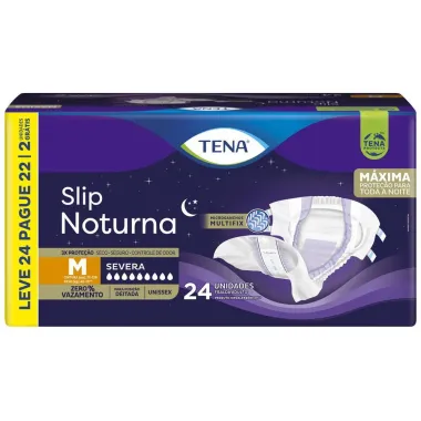 Fralda Geriátrica Tena Slip Noturno M com 24 Unidades Descartáveis
