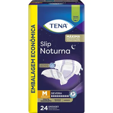 Fralda Geri&aacute;trica Tena Slip Noturno M com 24 Unidades Descart&aacute;veis