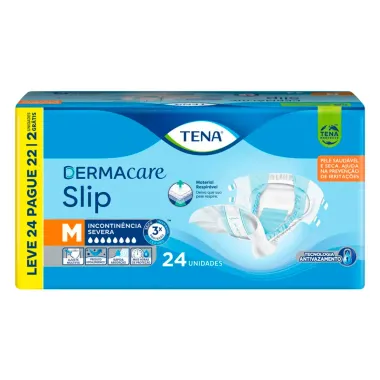 Fralda Geriátrica Tena Slip DermaCare Tamanho M com 24 Unidades Descartáveis