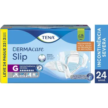 Fralda Geriátrica Tena Slip DermaCare Tamanho G com 24 Unidades