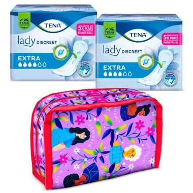 Absorvente Tena Lady Discreet Extra 2 Pacotes com 8 Unidades cada e Ganhe Nécessaire