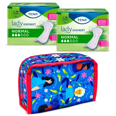 Absorvente Tena Lady Discreet Normal 2 Pacotes com 8 Unidades cada e Ganhe Nécessaire