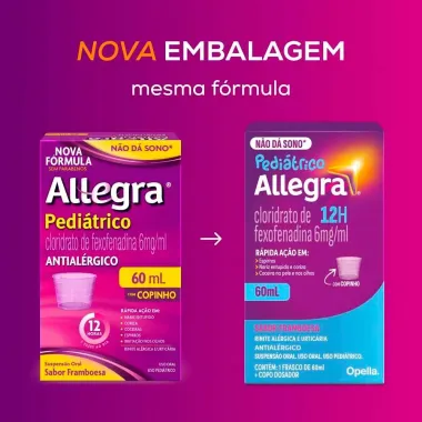 Allegra Pedi&aacute;trico 6mg/ml Antial&eacute;rgico Infantil Suspens&atilde;o Oral 60ml + Copo Dosador