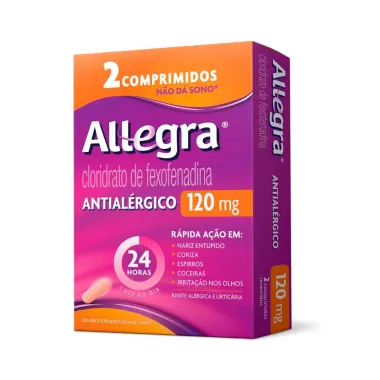 Allegra 120mg Antialérgico com 2 Comprimidos Revestidos