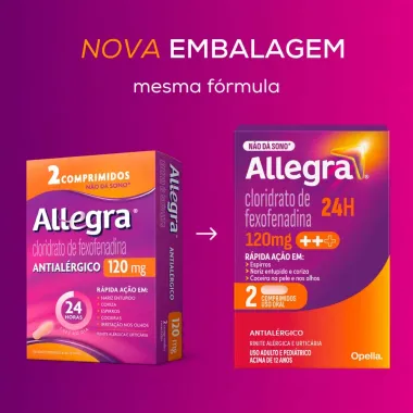 Allegra 120mg Antial&eacute;rgico com 2 Comprimidos Revestidos