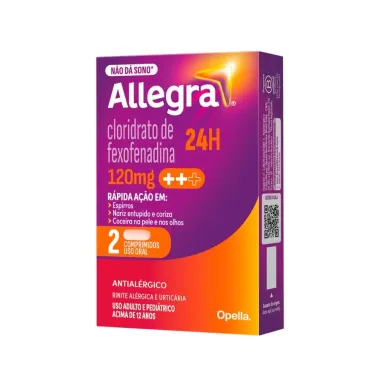 Allegra 120mg Antial&eacute;rgico com 2 Comprimidos Revestidos