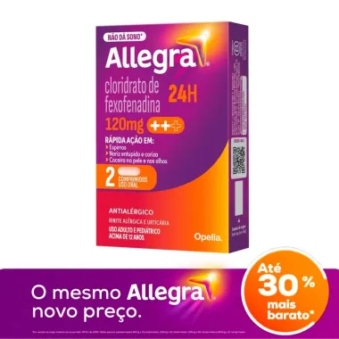 Allegra 120mg Antial&eacute;rgico com 2 Comprimidos Revestidos