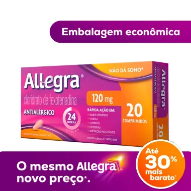 Allegra 120mg Antial&eacute;rgico com 20 Comprimidos
