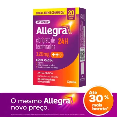 Allegra 120mg Antial&eacute;rgico com 20 Comprimidos
