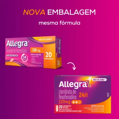 Allegra 120mg Antial&eacute;rgico com 20 Comprimidos