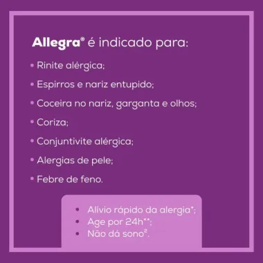 Allegra 120mg Antialérgico com 20 Comprimidos