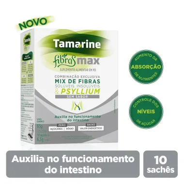 Tamarine Fibra Max Sem Sabor com 10 Sachés de 6,5g cada