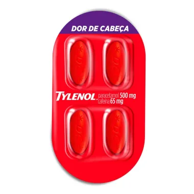 Tylenol DC Múltiplas Dores Paracetamol 500mg + Cafeína 65mg com 4 Comprimidos