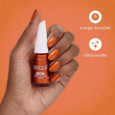 Esmalte Risqu&eacute; Voltei! Comigo Ningu&eacute;m Cobre Met&aacute;lico 8ml