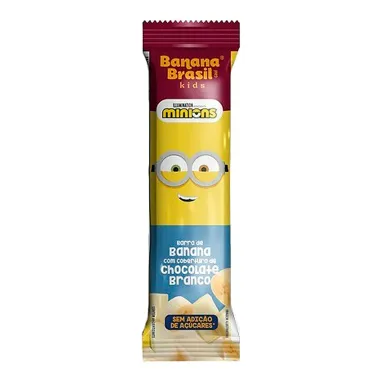 Barra de Fruta Banana Brasil Kids Minions Sabor Banana e Chocolate Branco Zero 22g