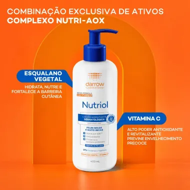 Nutriol Darrow Lo&ccedil;&atilde;o Hidratante com Vitamina C Peles Secas e Muito Secas Sem Perfume 400ml