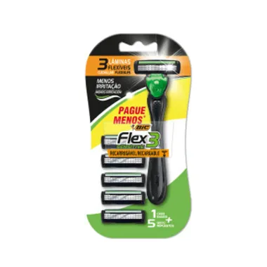 Aparelho de Barbear Bic Flex 3 Hybrid Sensitive com 5 Cargas
