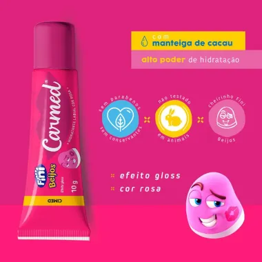 Hidratante Labial Carmed Fini Beijos Efeito Gloss com Cor 10g