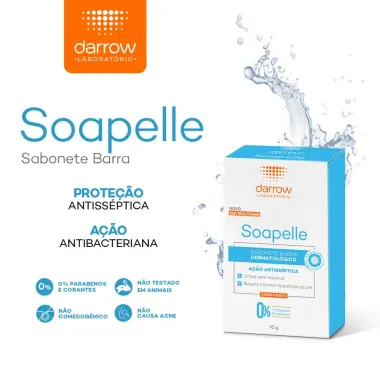 Sabonete em Barra Soapelle A&ccedil;&atilde;o Antiss&eacute;ptica Corpo e Rosto 70g