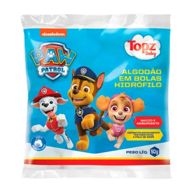 Algodão Topz Baby Patrulha Canina Bolas Hidrófilo 50g