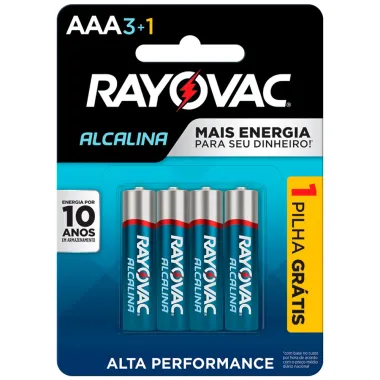 Pilha Rayovac Alcalina AAA Palito Leve 4 Pague 3