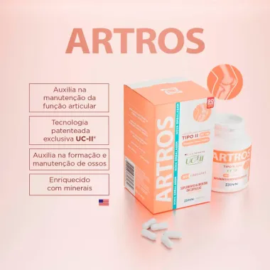 Artros Col&aacute;geno UCII 40mg N&atilde;o Hidrolisado Tipo II com 90 c&aacute;psulas