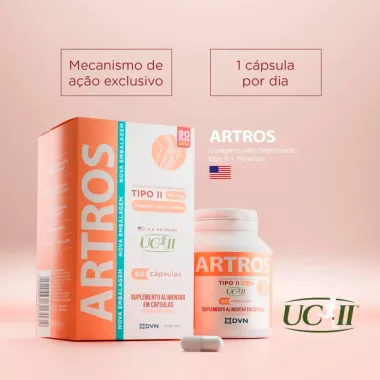 Artros Col&aacute;geno UCII 40mg N&atilde;o Hidrolisado Tipo II com 90 c&aacute;psulas