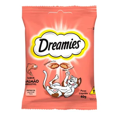 Petiscos para Gatos Dreamies Adultos Sabor Salmão Irresistível 40g