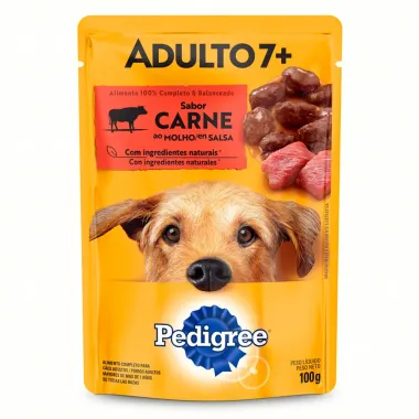 Ração Úmida para Cachorro Pedigree Adulto 7+ Sabor Carne ao Molho em Sachê 100g