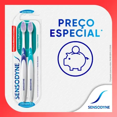 Escova Dental Sensodyne Limpeza Profunda Extra Macia Cores Sortidas 2 Unidades