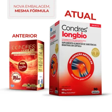 Condres Long Bio Col&aacute;geno Tipo II 40mg e Curcumina 80mg com 90 C&aacute;psulas