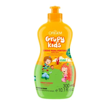 Creme Para Pentear Infantil Grupy Kids Adeus Frizz Cabelos Cacheados Vegano 300ml