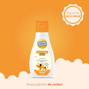&Aacute;gua de Col&ocirc;nia Infantil Pom Pom Cheiro Suave de Beb&ecirc; Zero &Aacute;lcool 100ml