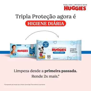 Lenço Umedecido Huggies Higiene Diária Disney Sortidos 88 Unidades