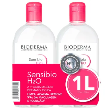 Água Micelar Bioderma Sensibio H2O 2 Unidades com 500ml Cada