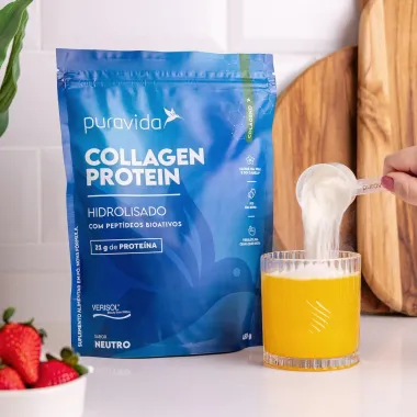 Collagen Protein Puravida Hidrolisado Verisol Sabor Neutro com 21g de Prote&iacute;na 450g