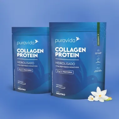 Collagen Protein Puravida Hidrolisado Verisol Sabor Neutro com 21g de Prote&iacute;na 450g