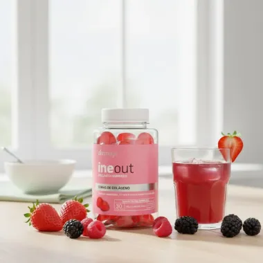 Ineout Dermage Collagen Gummies Sabor Frutas Vermelhas com 30 Gomas