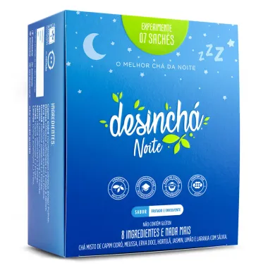 Chá Desinchá Noite 8 Ingredientes Sabor Frutado e Envolvente com 7 Sachês